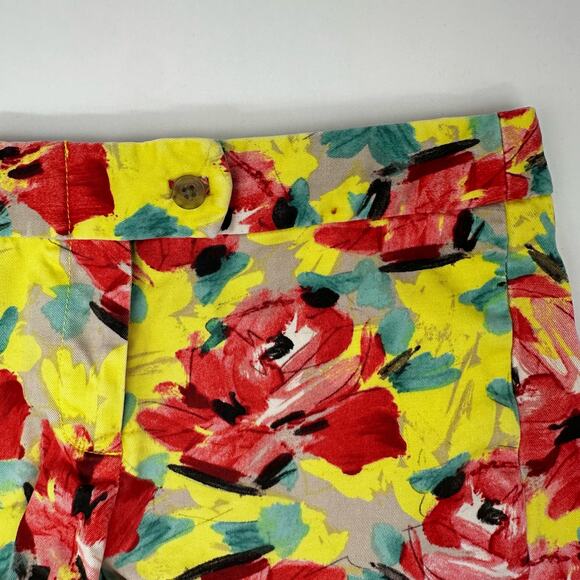 J Crew Yellow & Pink Floral Stretch Chino Shorts Womens Size 6 Bright Peony - Picture 2 of 12
